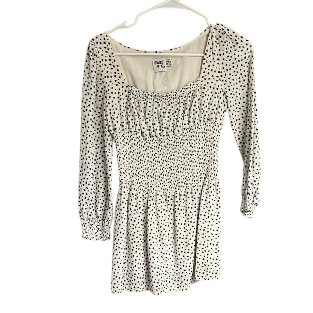 Princess Polly XX White and Black Polka Dot Long Sleeve Dress size 4